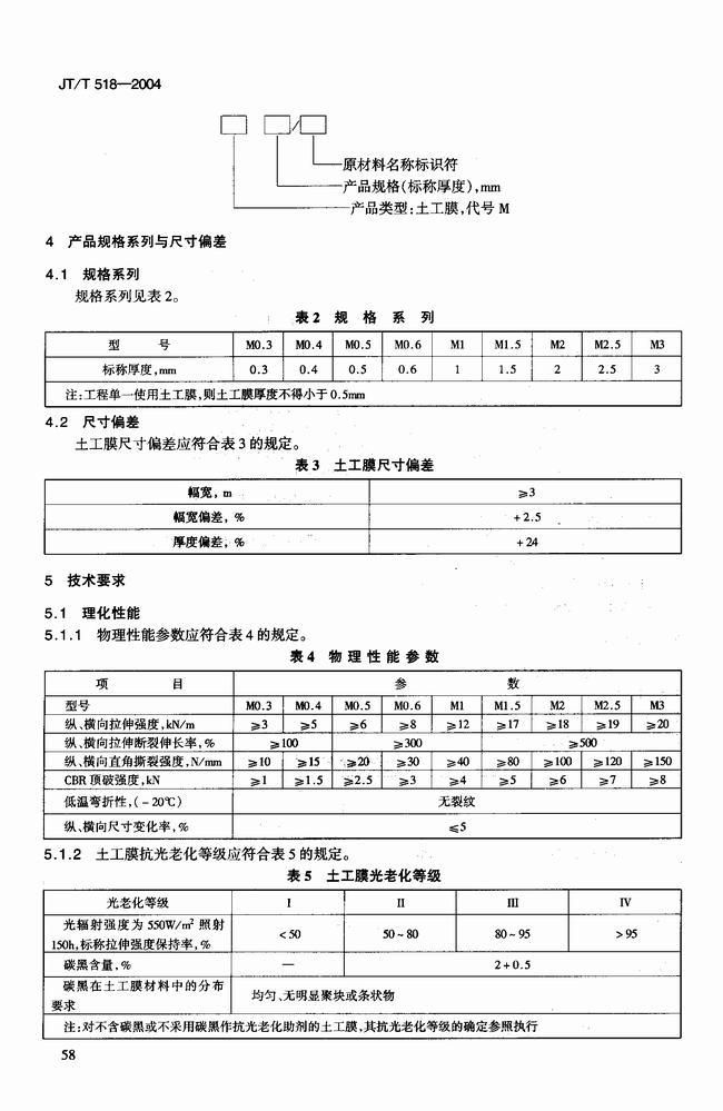 JT/T 518-2004 公路工程土工合成材料土工膜建筑標(biāo)準(zhǔn)  第5張